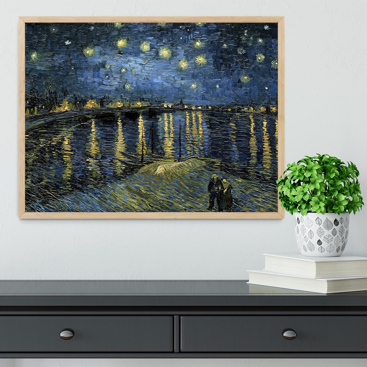 Van Gogh Starry Night over the Rhone Framed Print - Canvas Art Rocks - 4