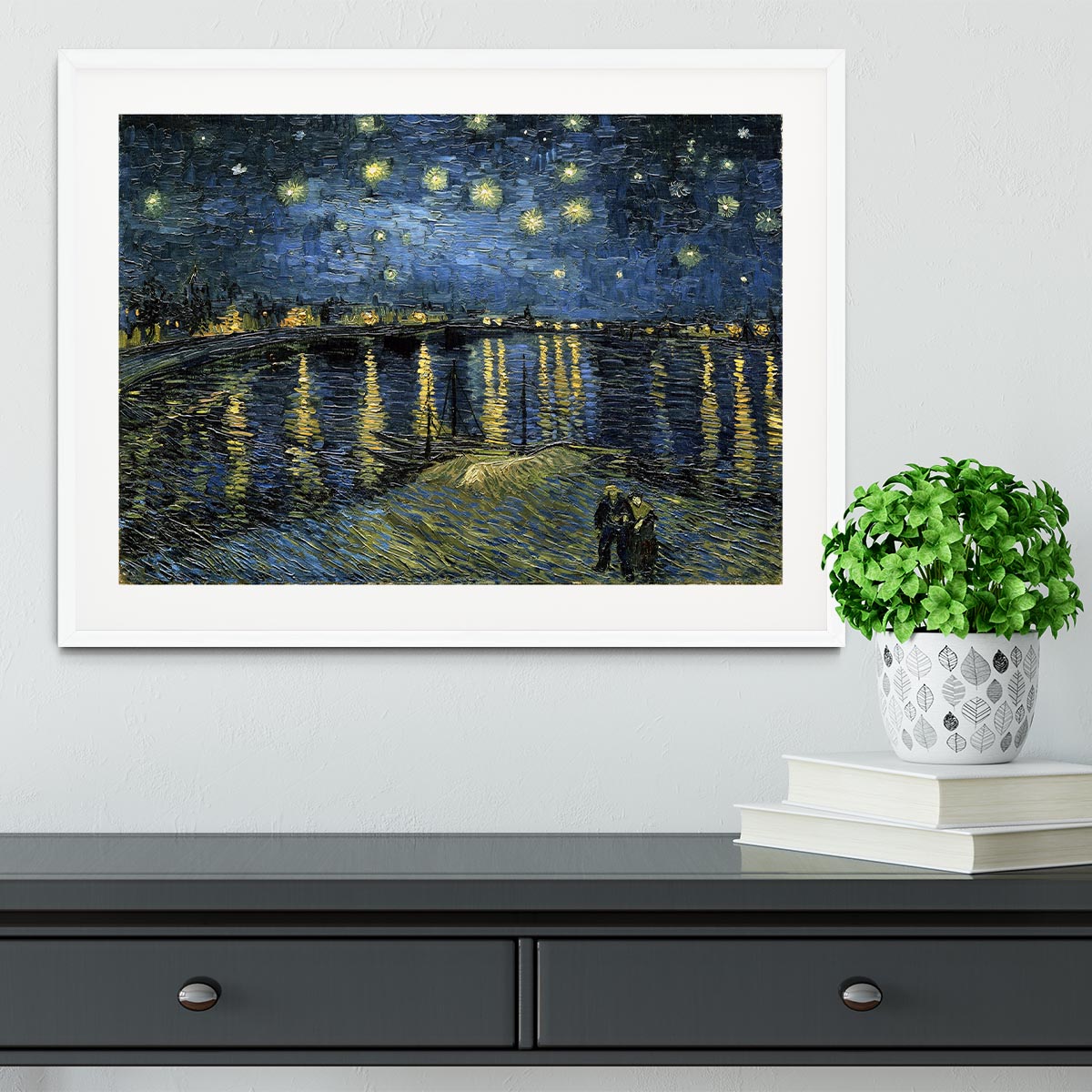 Van Gogh Starry Night over the Rhone Framed Print - Canvas Art Rocks - 5