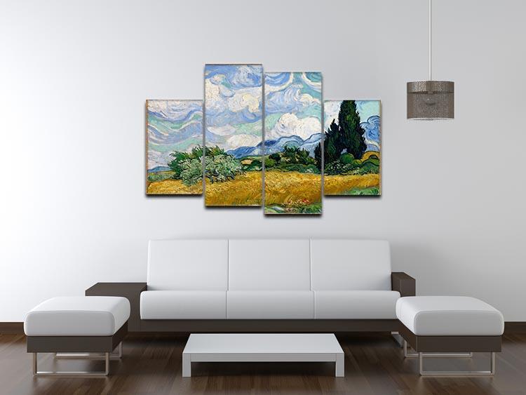 Van Gogh Wheat Field with Cypresses 4 Split Panel Canvas - Canvas Art Rocks - 3