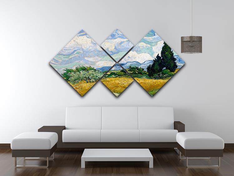 Van Gogh Wheat Field with Cypresses 4 Square Multi Panel Canvas - Canvas Art Rocks - 3