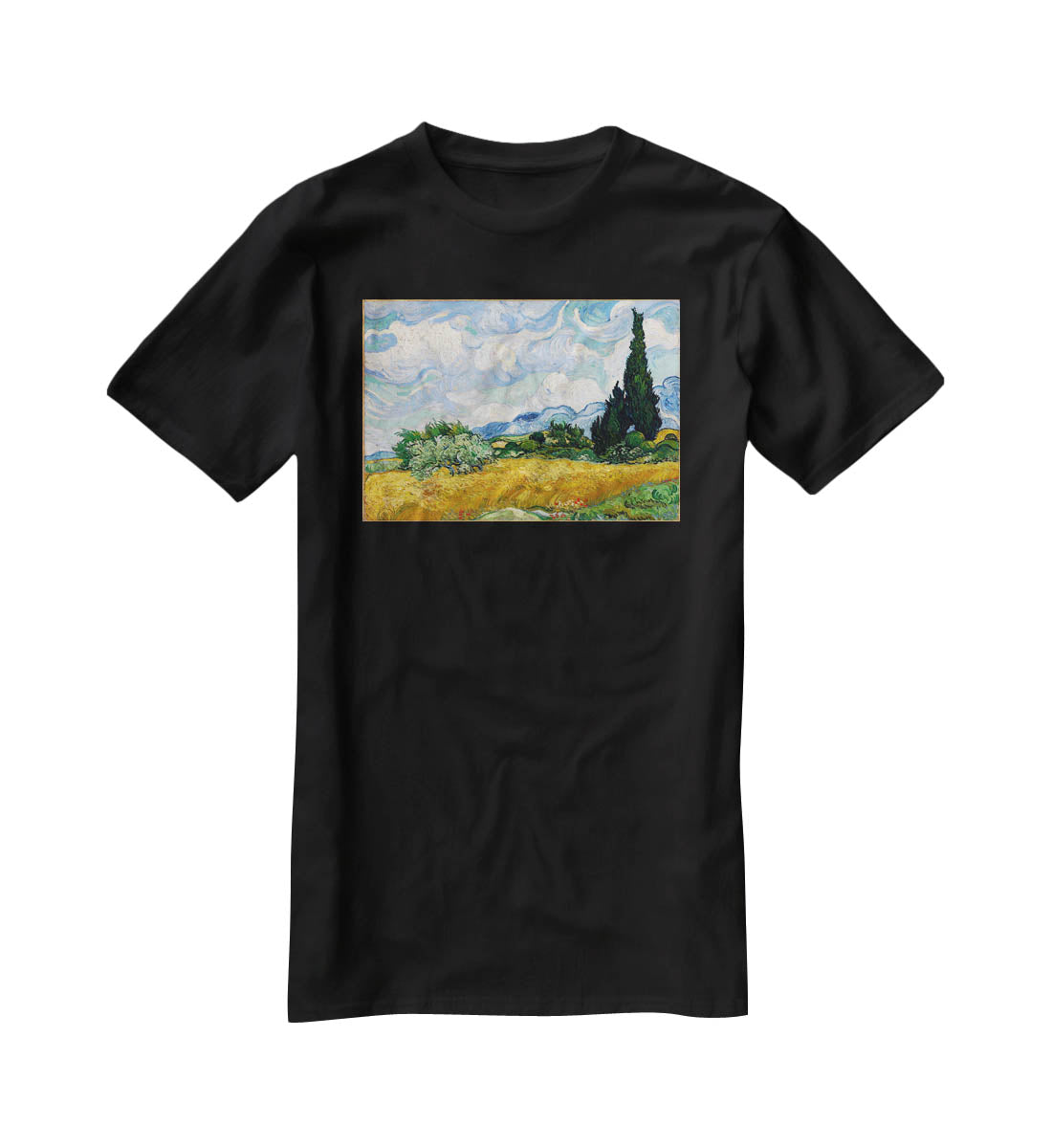Van Gogh Wheat Field with Cypresses T-Shirt - Canvas Art Rocks - 1