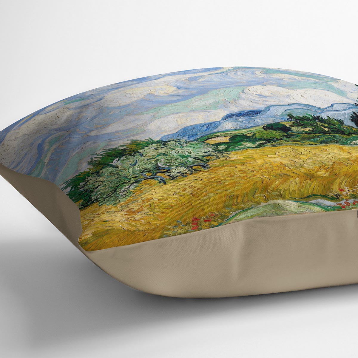 Van Gogh Wheat Field with Cypresses Cushion