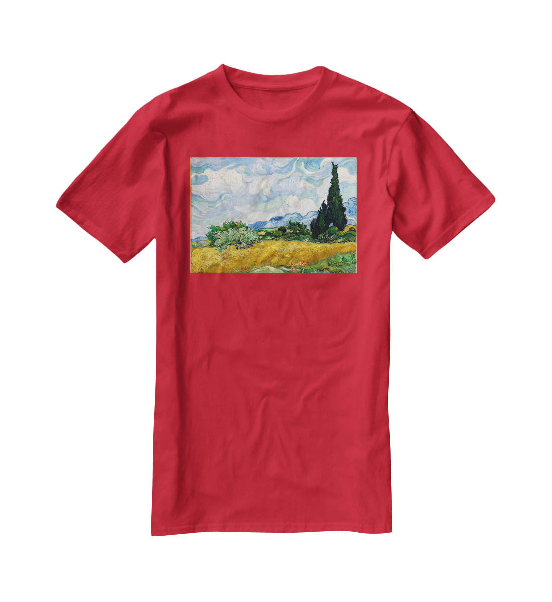 Van Gogh Wheat Field with Cypresses T-Shirt - Canvas Art Rocks - 4