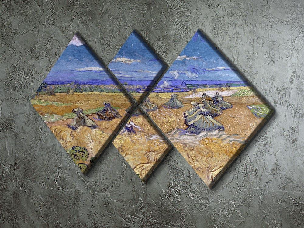 Van Gogh Wheat Fields with Reaper at Auvers 4 Square Multi Panel Canvas - Canvas Art Rocks - 2