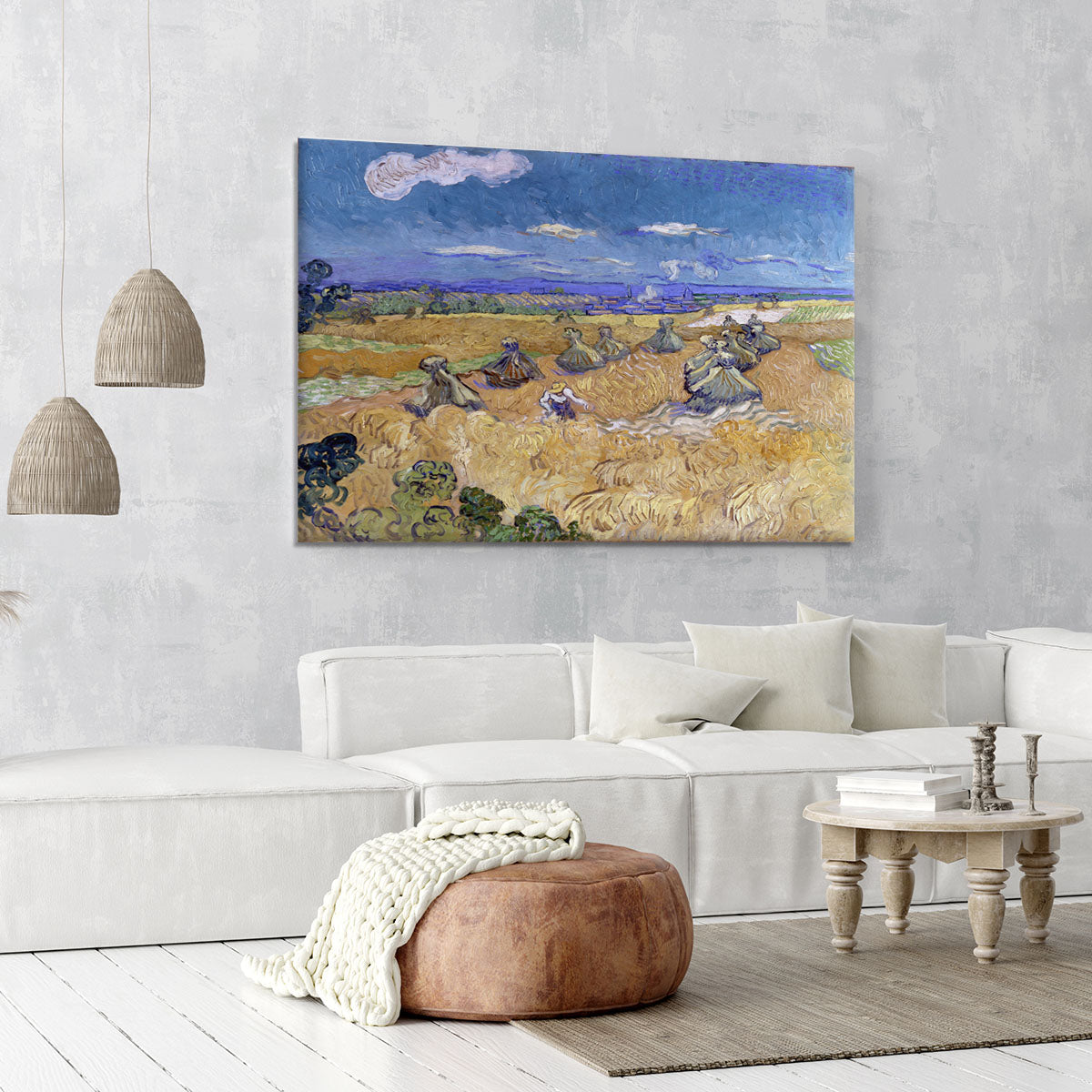 Van Gogh Wheat Fields with Reaper at Auvers Canvas Print or Poster - Canvas Art Rocks - 6