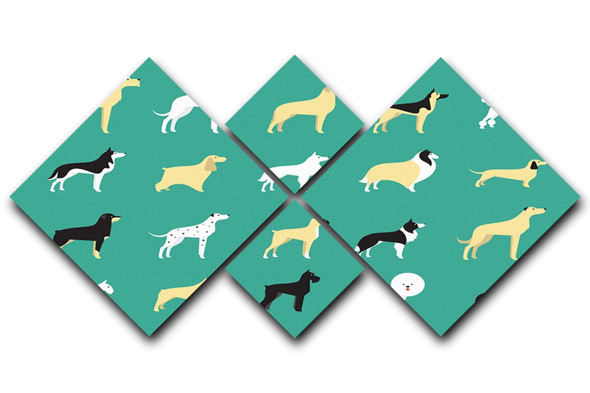 Various dog breeds modern illustration 4 Square Multi Panel Canvas - Canvas Art Rocks - 1