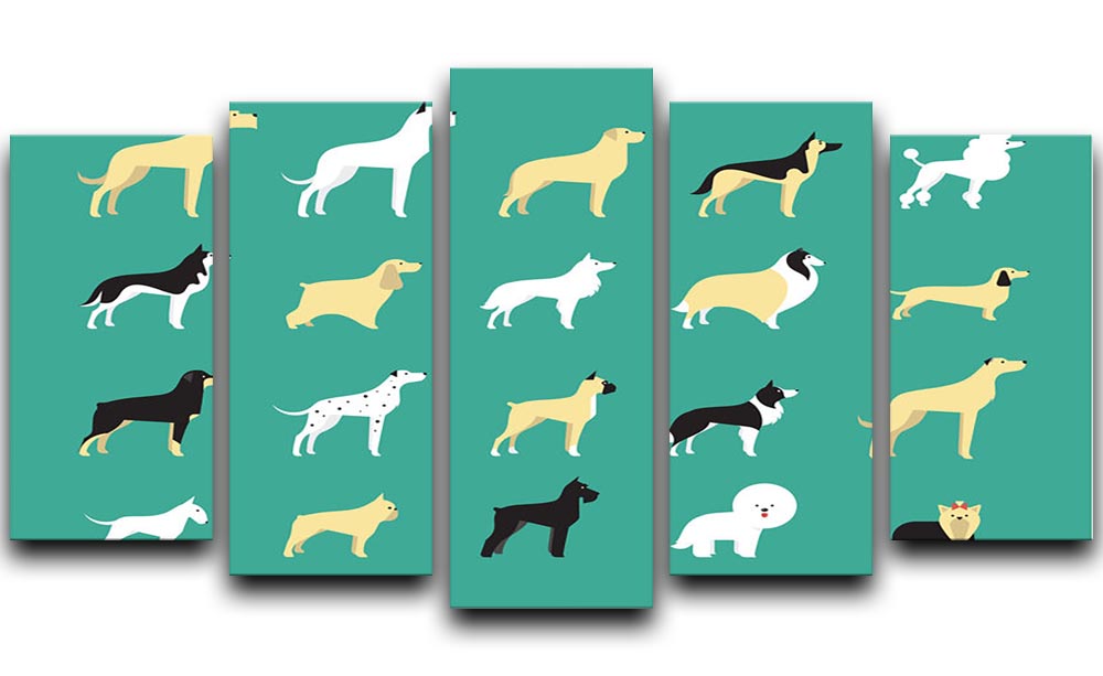 Various dog breeds modern illustration 5 Split Panel Canvas - Canvas Art Rocks - 1