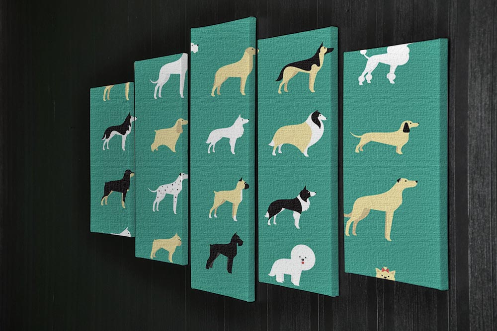 Various dog breeds modern illustration 5 Split Panel Canvas - Canvas Art Rocks - 2