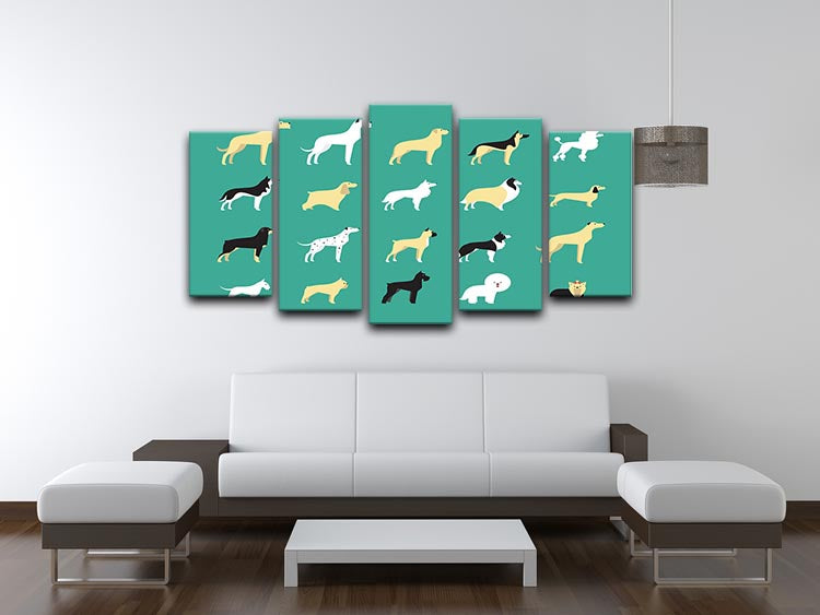 Various dog breeds modern illustration 5 Split Panel Canvas - Canvas Art Rocks - 3
