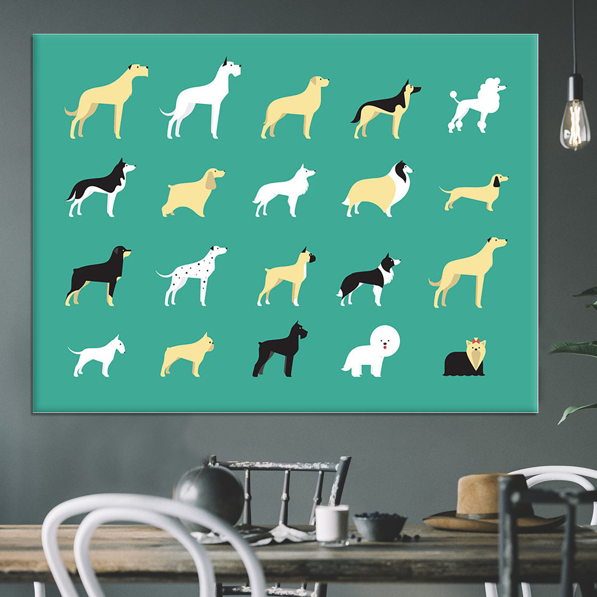 Various dog breeds modern illustration Canvas Print or Poster - Canvas Art Rocks - 3