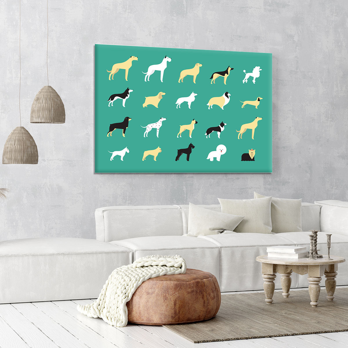 Various dog breeds modern illustration Canvas Print or Poster - Canvas Art Rocks - 6