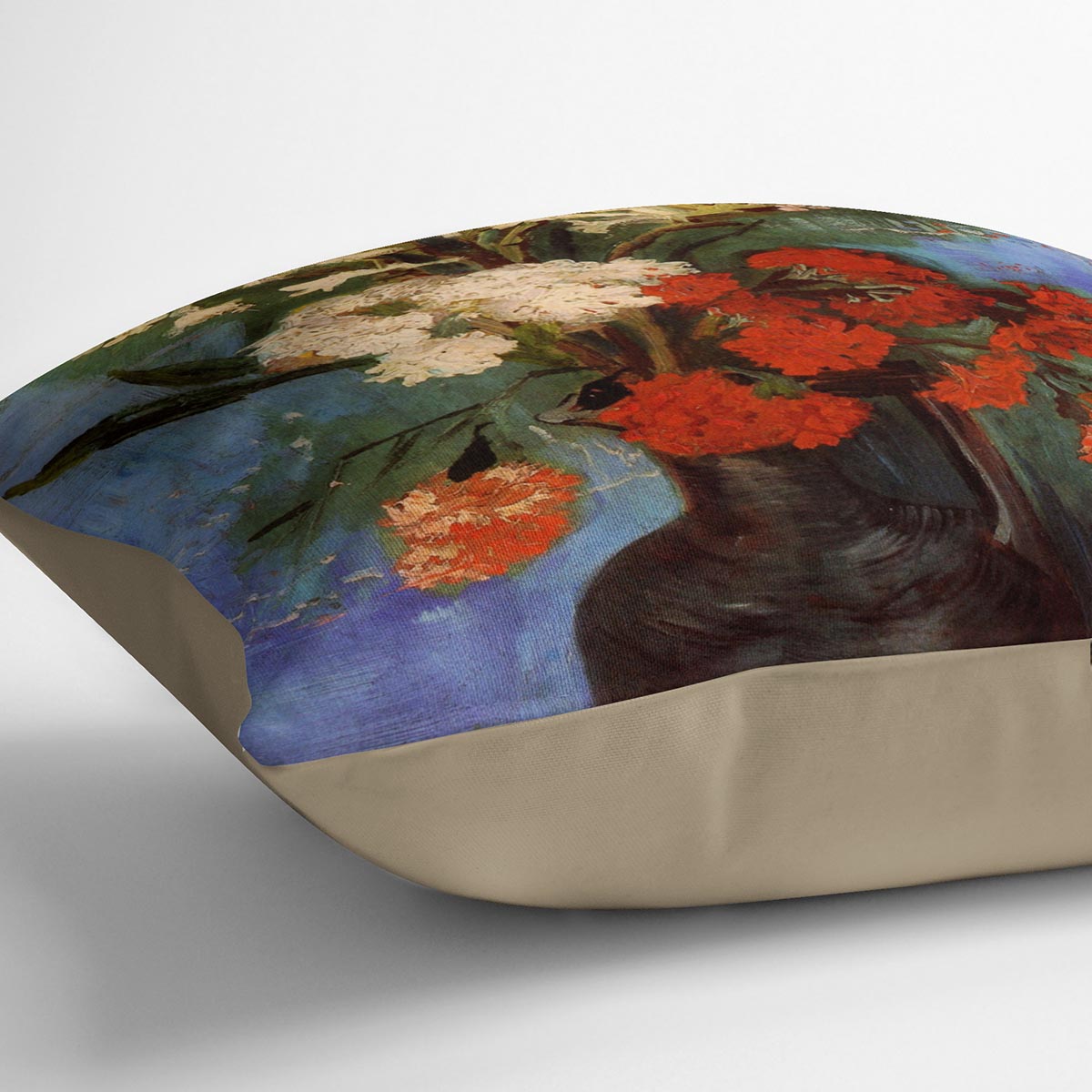 Vase with Carnations and Other Flowers by Van Gogh Cushion