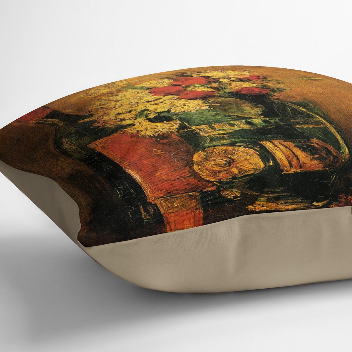 Vase with Carnations and Roses and a Bottle by Van Gogh Cushion
