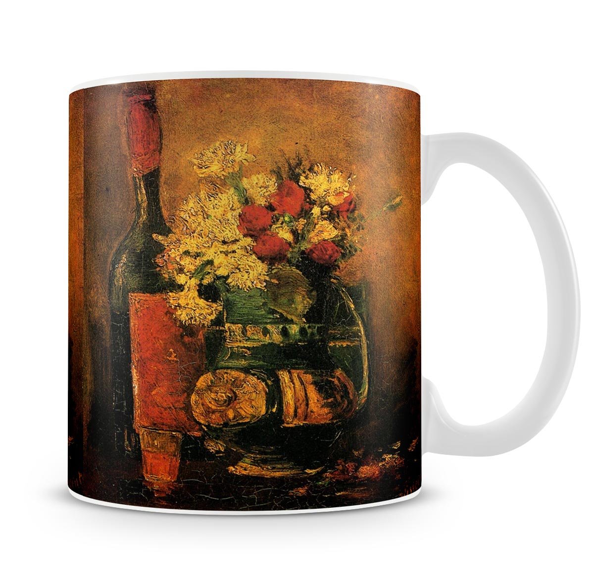 Vase with Carnations and Roses and a Bottle by Van Gogh Mug - Canvas Art Rocks - 4
