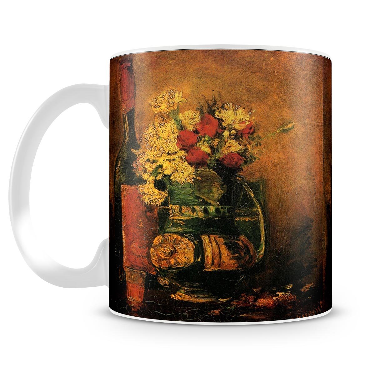 Vase with Carnations and Roses and a Bottle by Van Gogh Mug - Canvas Art Rocks - 4