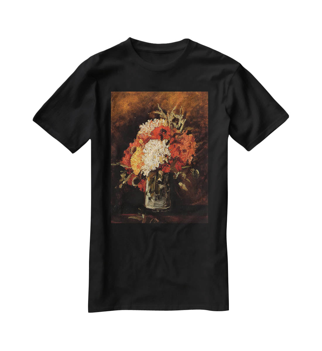 Vase with Carnations by Van Gogh T-Shirt - Canvas Art Rocks - 1
