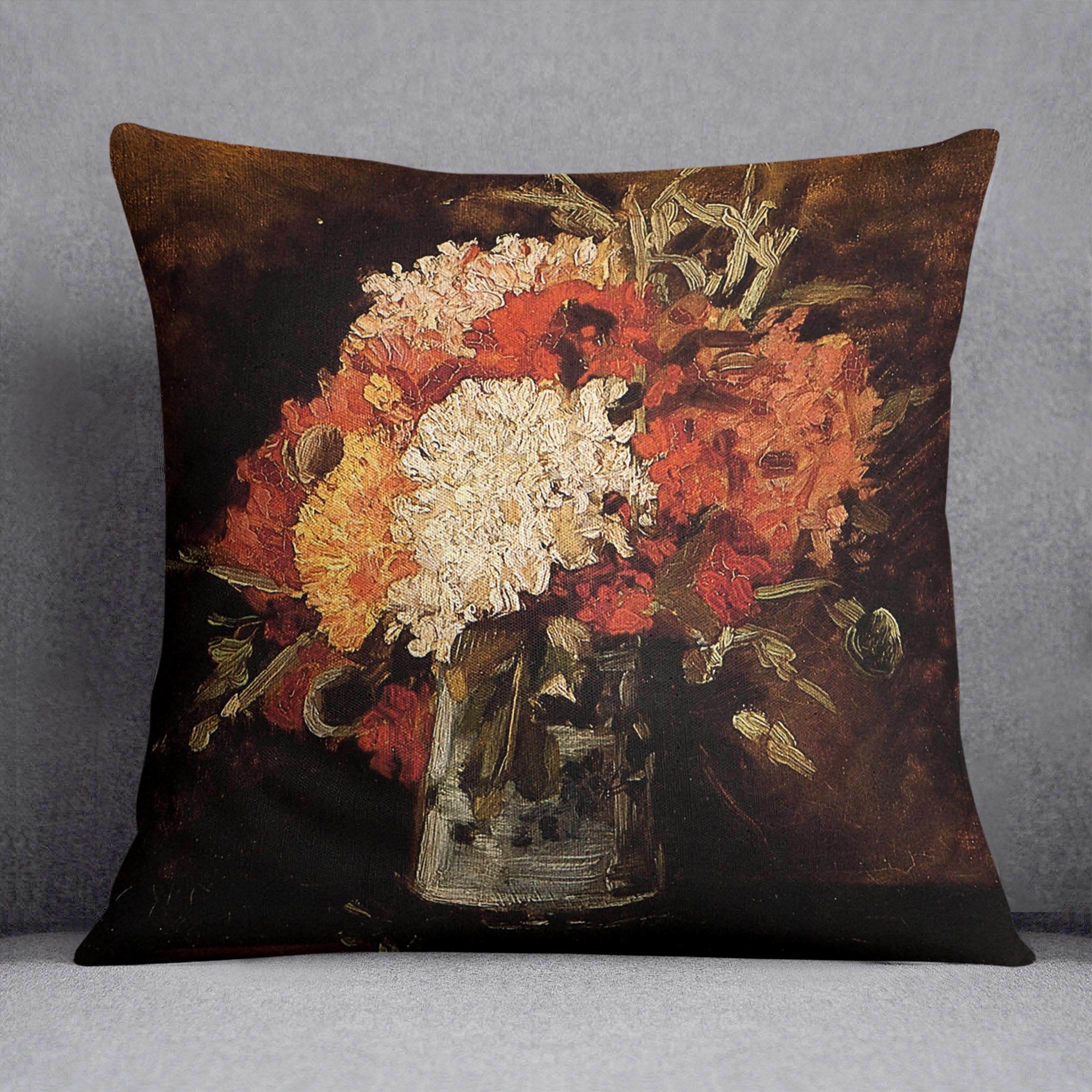 Vase with Carnations by Van Gogh Cushion