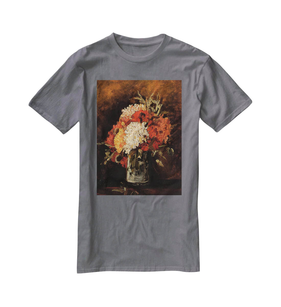 Vase with Carnations by Van Gogh T-Shirt - Canvas Art Rocks - 3