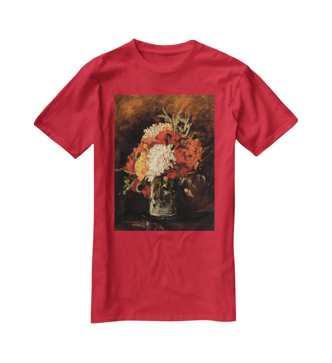 Vase with Carnations by Van Gogh T-Shirt - Canvas Art Rocks - 4
