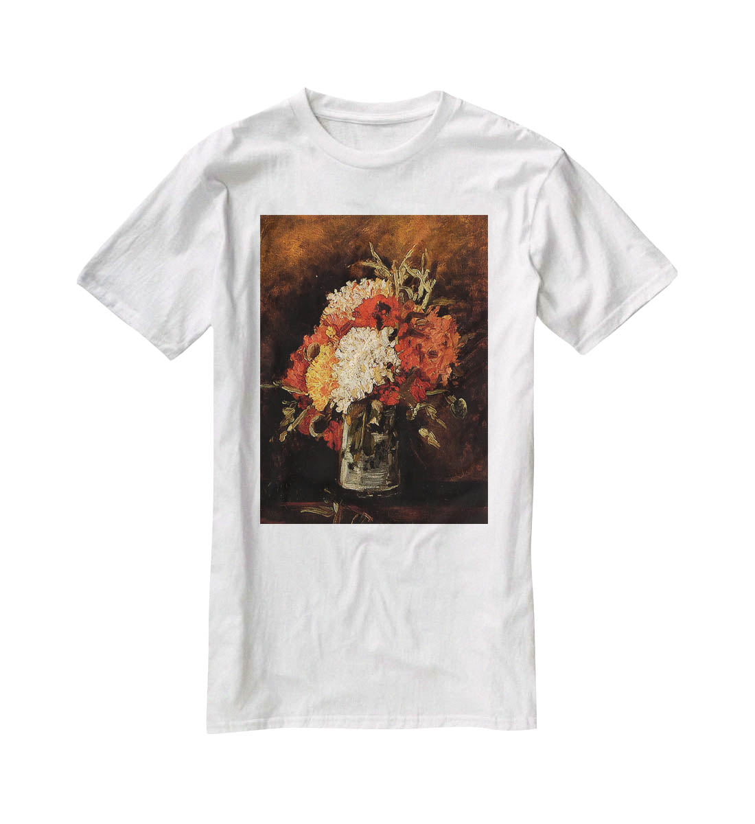 Vase with Carnations by Van Gogh T-Shirt - Canvas Art Rocks - 5