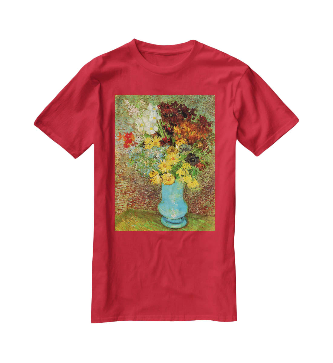 Vase with Daisies and Anemones by Van Gogh T-Shirt - Canvas Art Rocks - 4