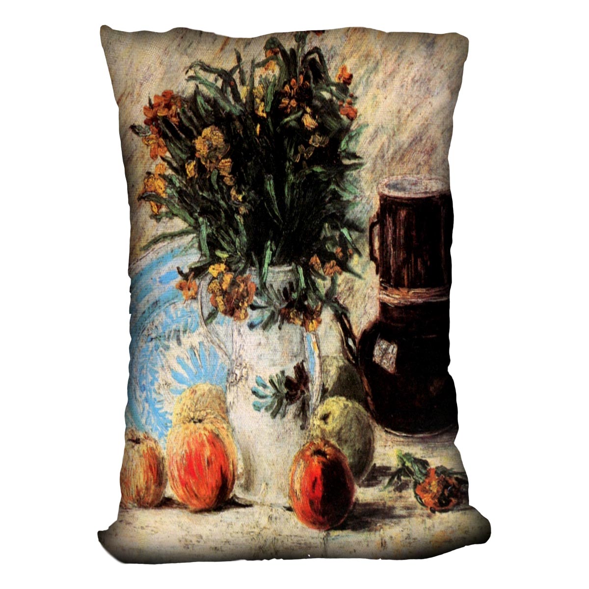 Vase with Flowers Coffeepot and Fruit by Van Gogh Cushion