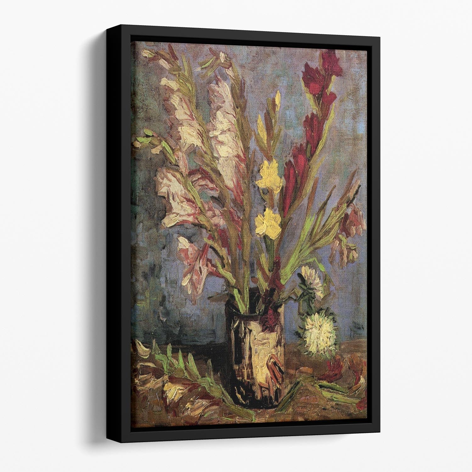 Vase with Gladioli 4 by Van Gogh Floating Framed Canvas