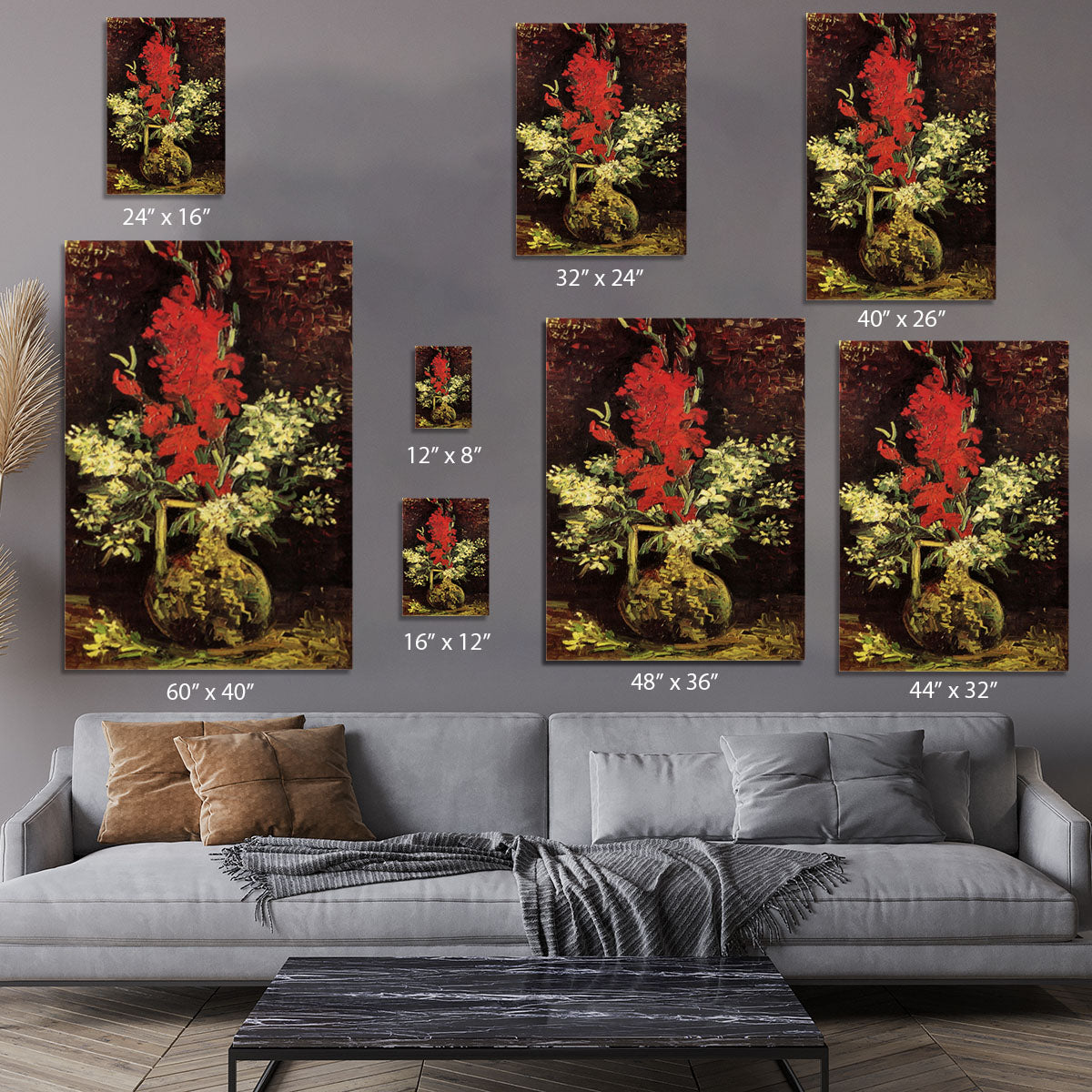 Vase with Gladioli and Carnations by Van Gogh Canvas Print or Poster - Canvas Art Rocks - 7