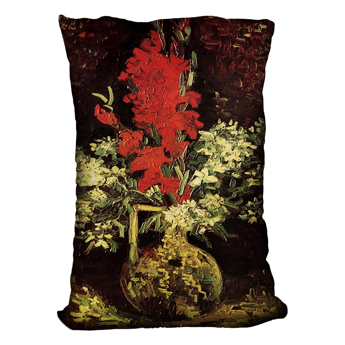 Vase with Gladioli and Carnations by Van Gogh Cushion