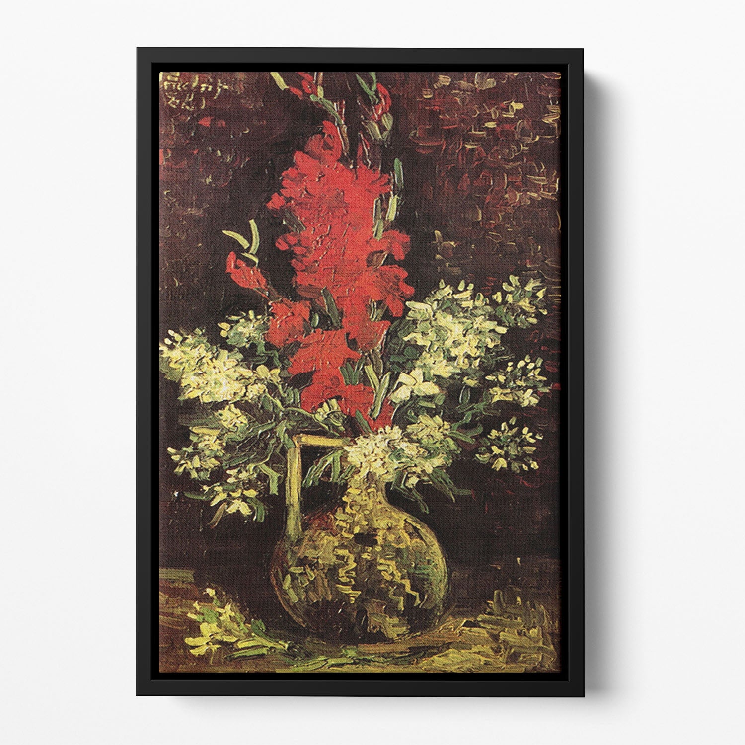 Vase with Gladioli and Carnations by Van Gogh Floating Framed Canvas