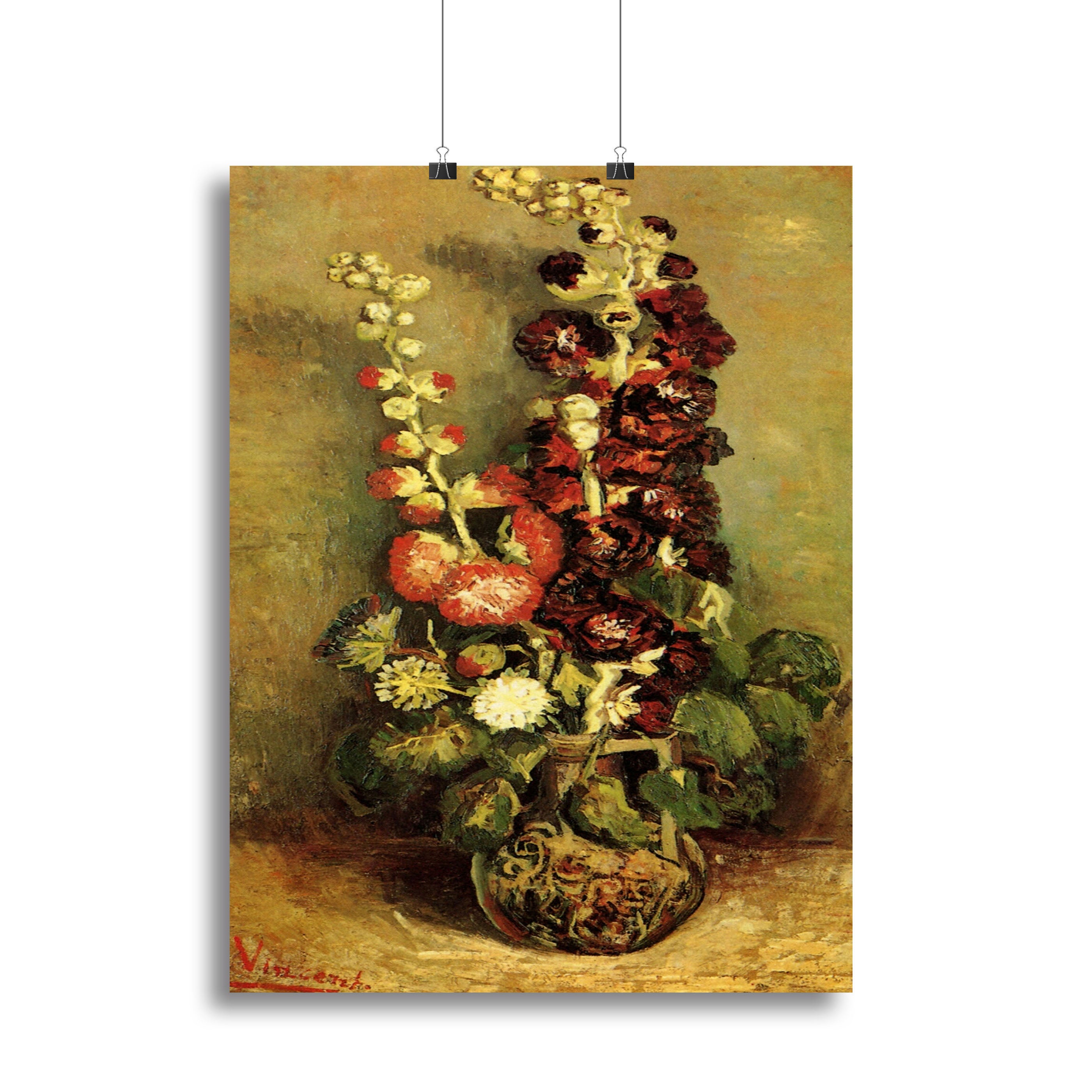 Vase with Hollyhocks by Van Gogh Canvas Print or Poster - Canvas Art Rocks - 2