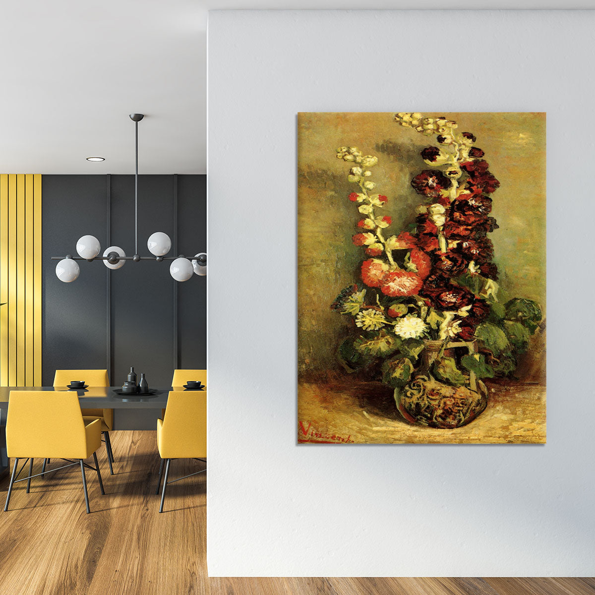 Vase with Hollyhocks by Van Gogh Canvas Print or Poster - Canvas Art Rocks - 4