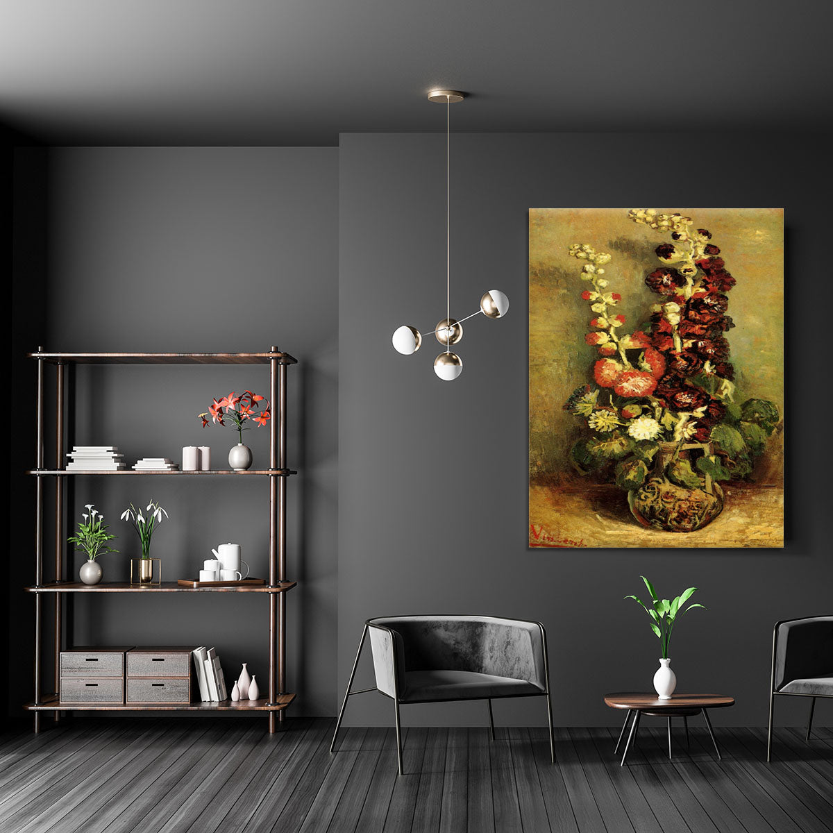 Vase with Hollyhocks by Van Gogh Canvas Print or Poster - Canvas Art Rocks - 5