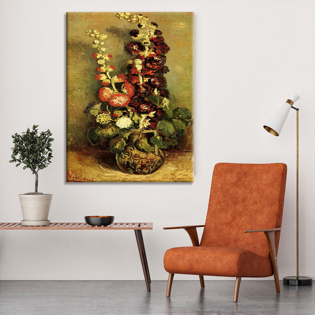 Vase with Hollyhocks by Van Gogh Canvas Print or Poster - Canvas Art Rocks - 6