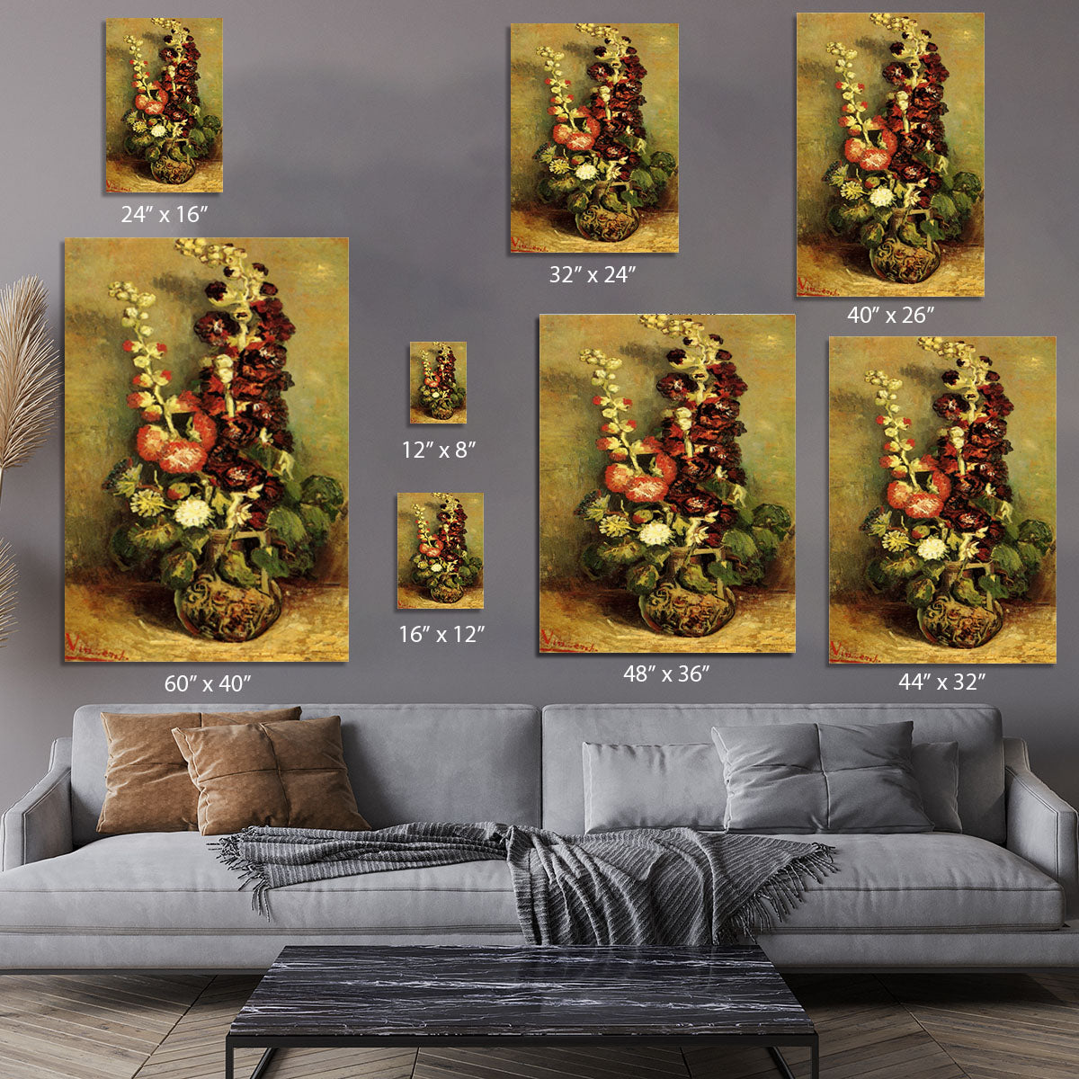 Vase with Hollyhocks by Van Gogh Canvas Print or Poster - Canvas Art Rocks - 7