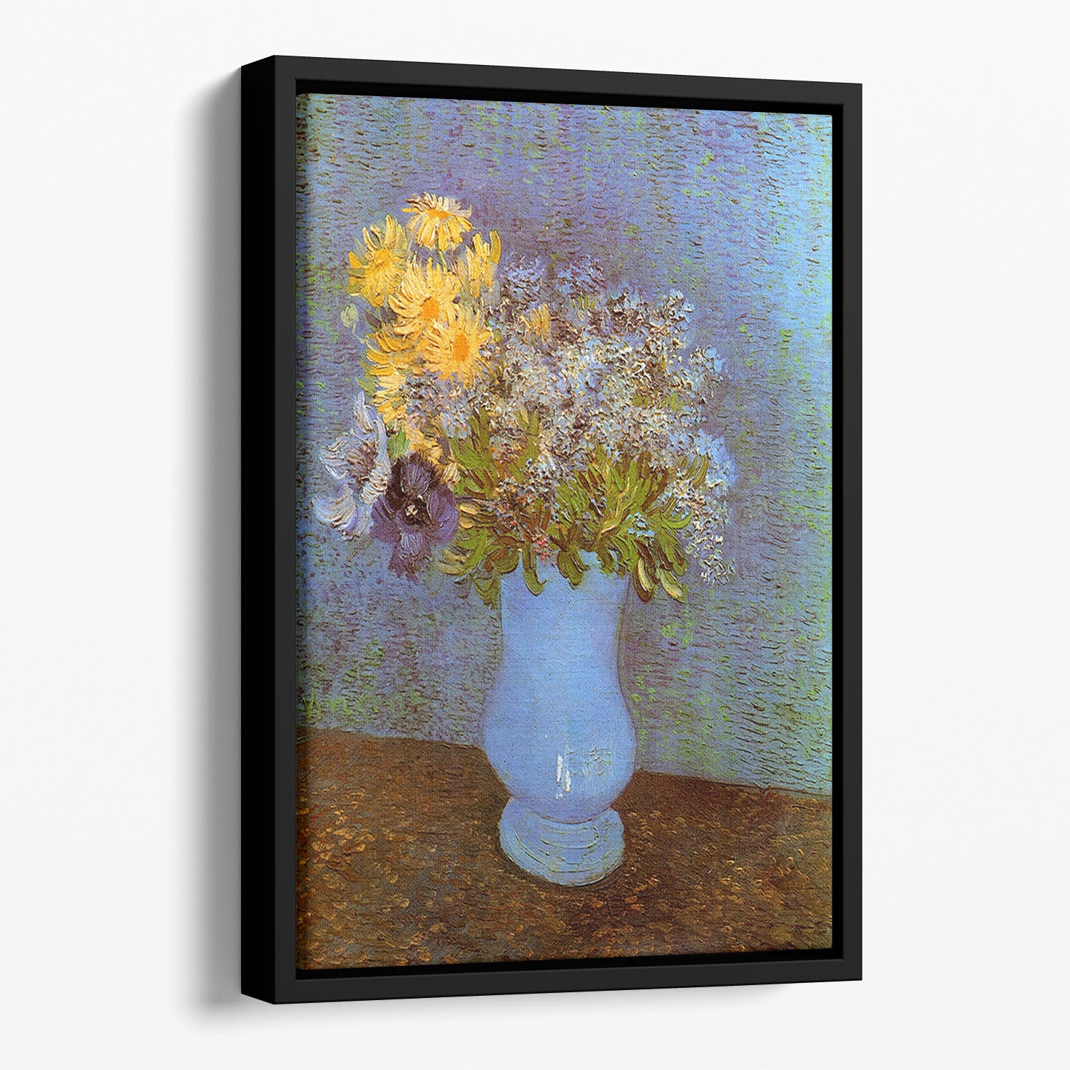 Vase with Lilacs Daisies and Anemones by Van Gogh Floating Framed Canvas