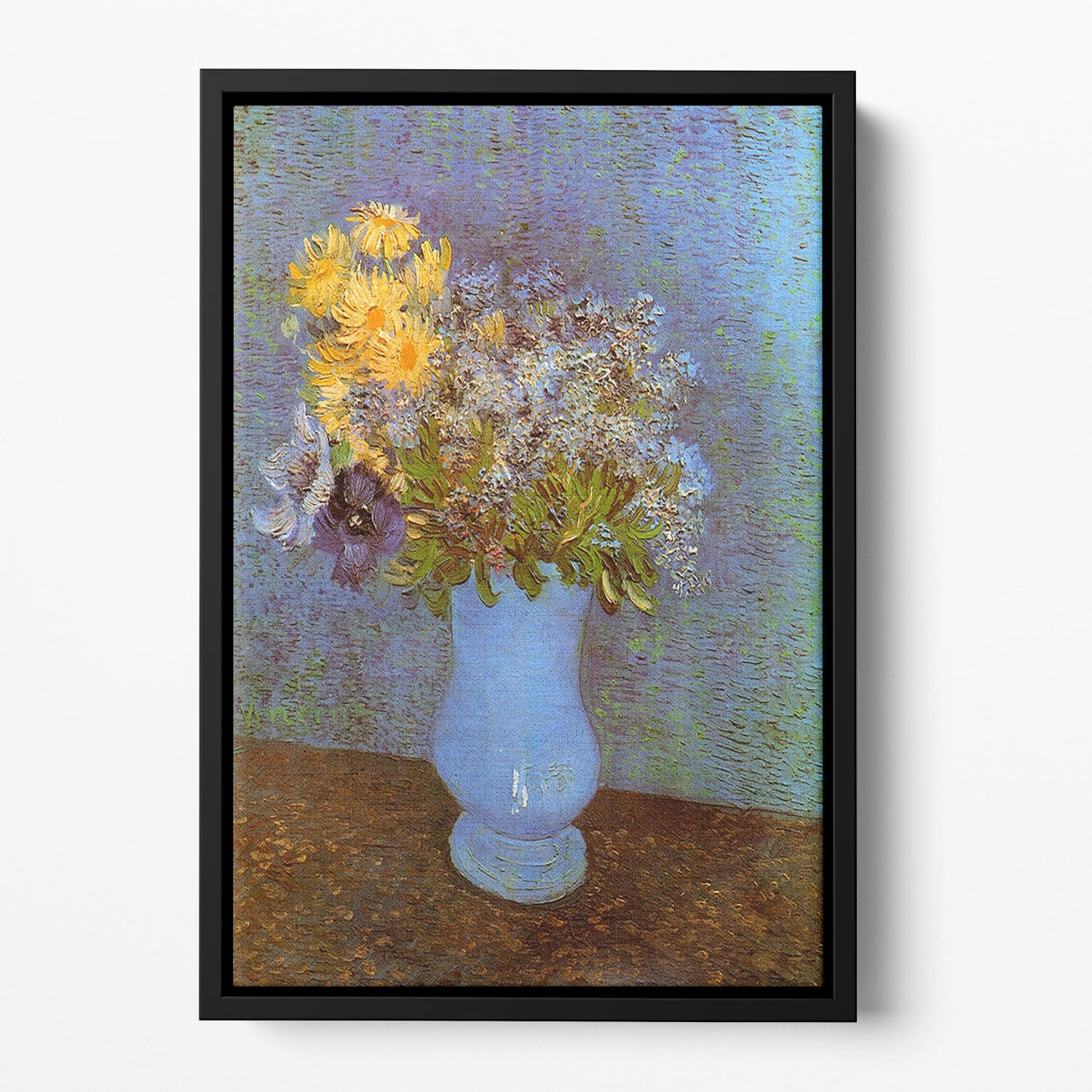 Vase with Lilacs Daisies and Anemones by Van Gogh Floating Framed Canvas