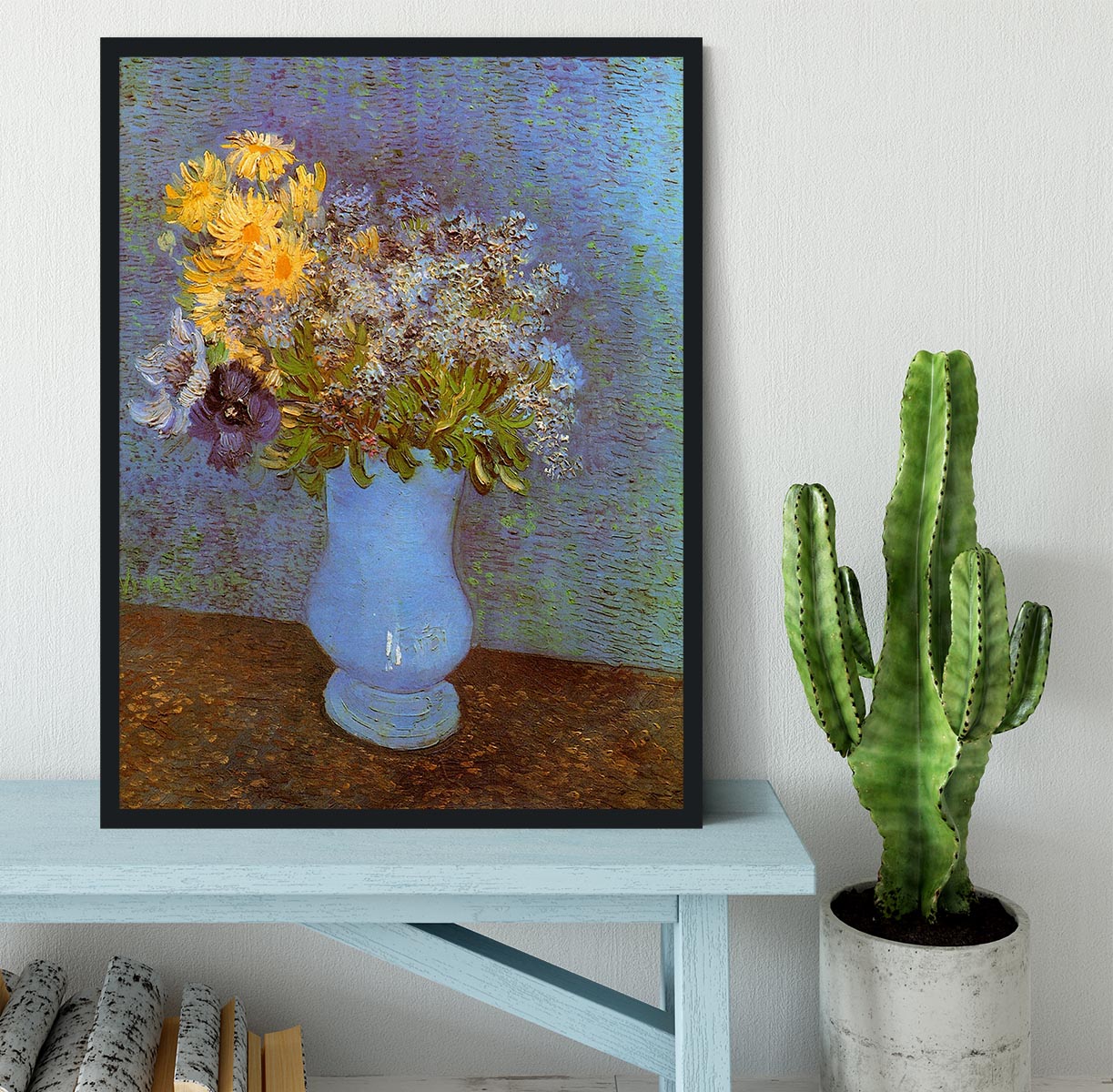 Vase with Lilacs Daisies and Anemones by Van Gogh Framed Print - Canvas Art Rocks - 2