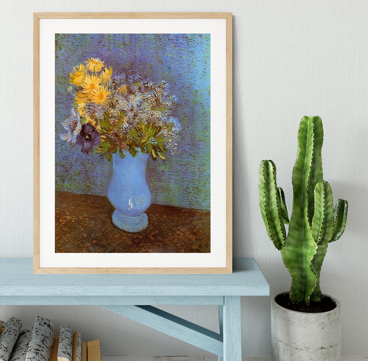 Vase with Lilacs Daisies and Anemones by Van Gogh Framed Print - Canvas Art Rocks - 3