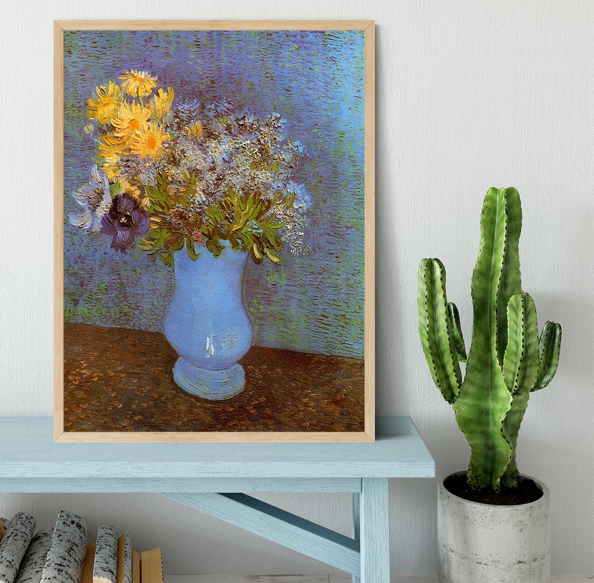 Vase with Lilacs Daisies and Anemones by Van Gogh Framed Print - Canvas Art Rocks - 4