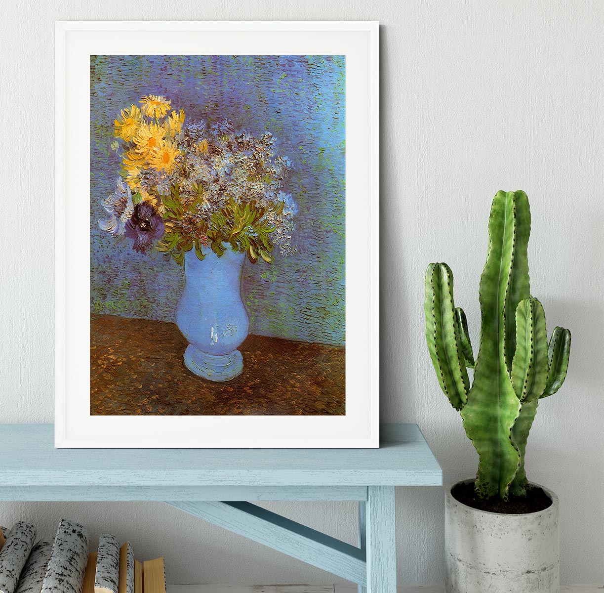 Vase with Lilacs Daisies and Anemones by Van Gogh Framed Print - Canvas Art Rocks - 5