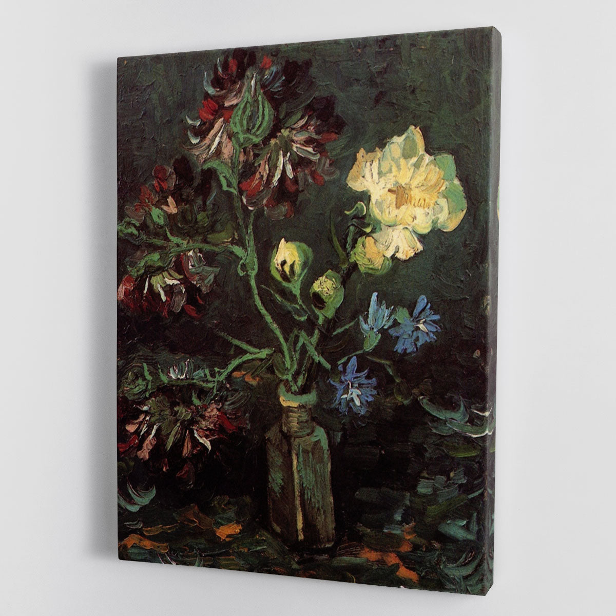 Vase with Myosotis and Peonies by Van Gogh Canvas Print or Poster - Canvas Art Rocks - 1