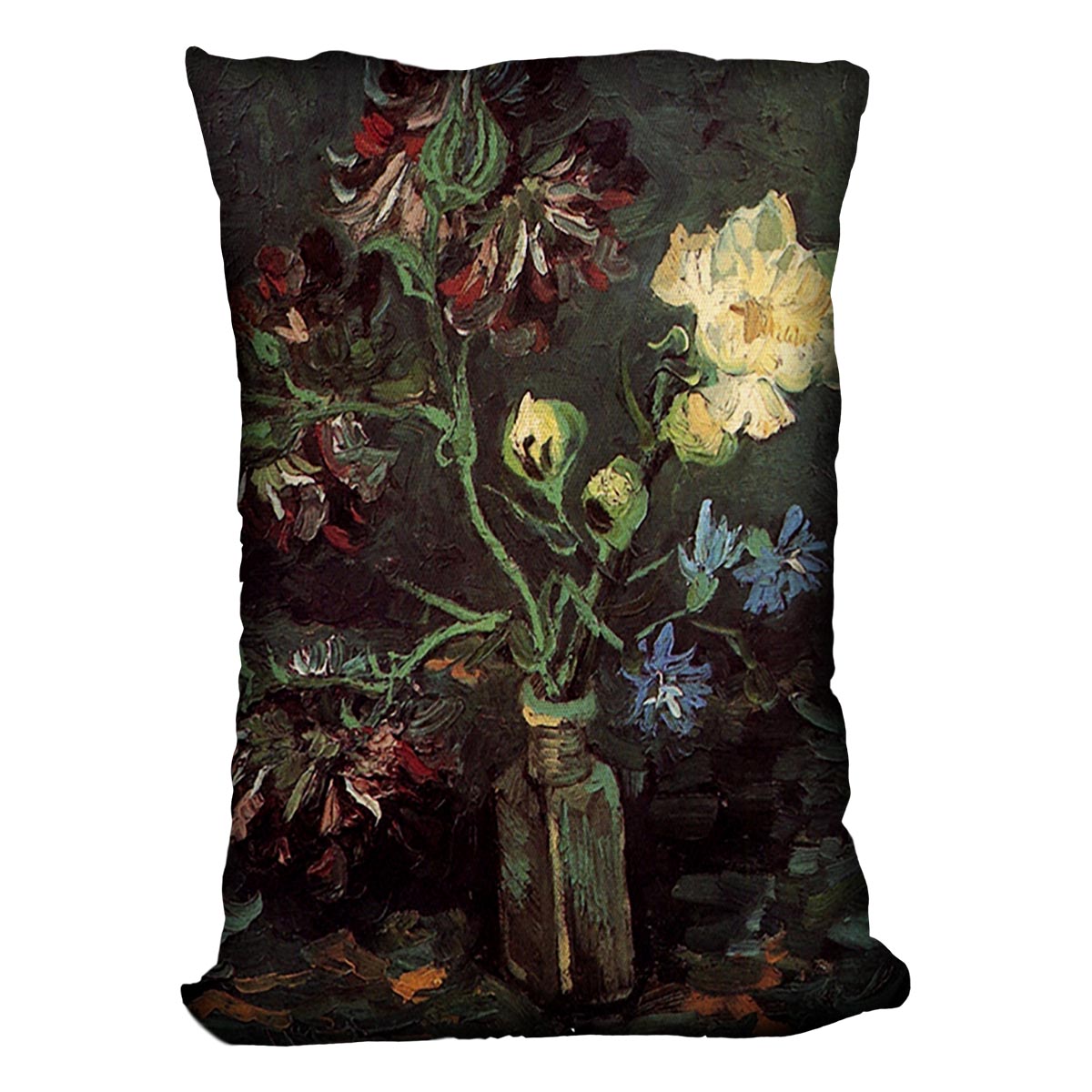 Vase with Myosotis and Peonies by Van Gogh Cushion