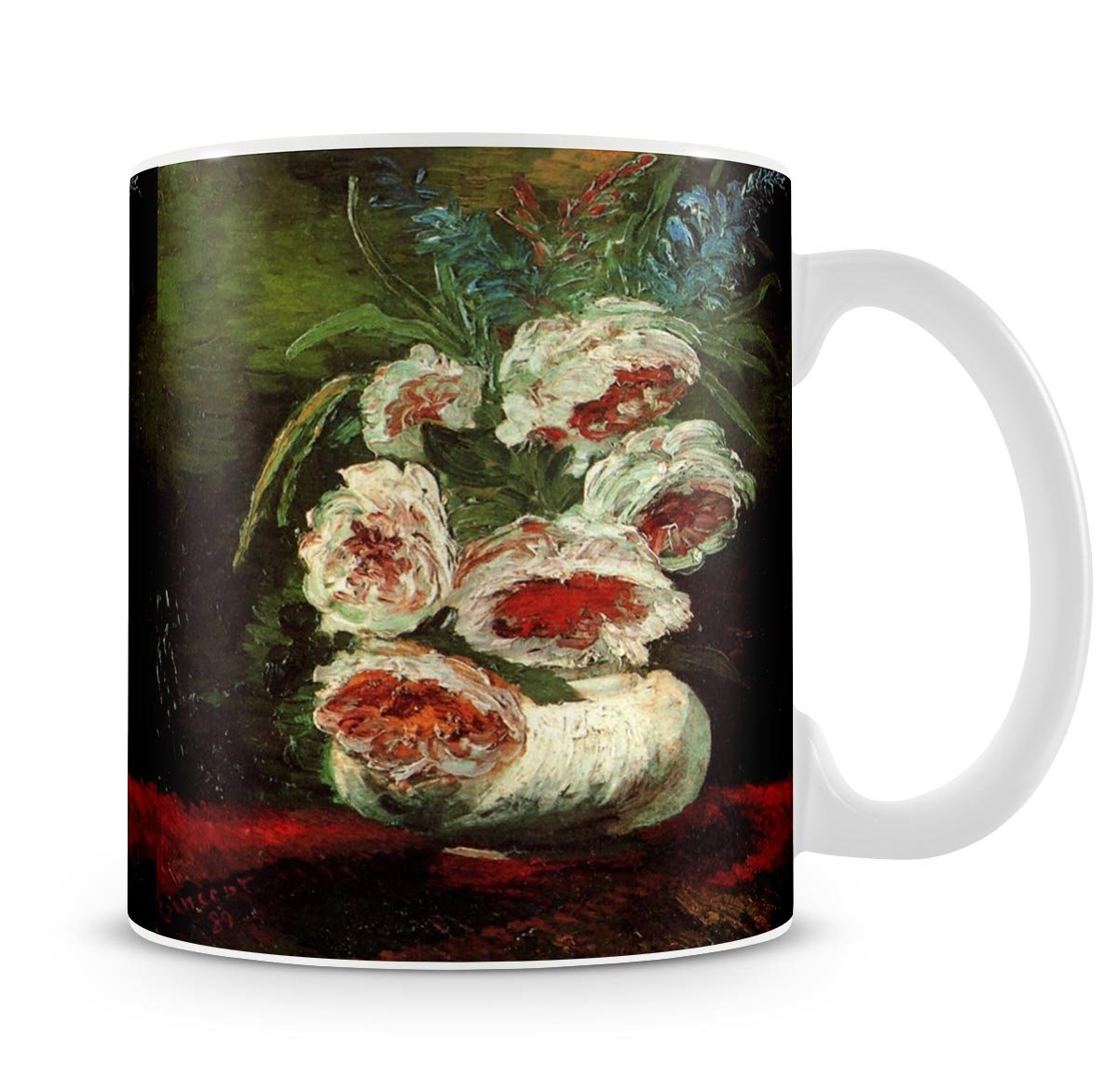 Vase with Peonies by Van Gogh Mug - Canvas Art Rocks - 4