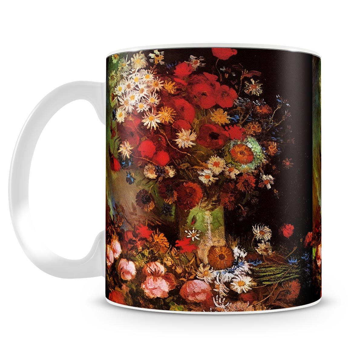 Vase with Poppies Cornflowers Peonies and Chrysanthemums by Van Gogh Mug - Canvas Art Rocks - 4