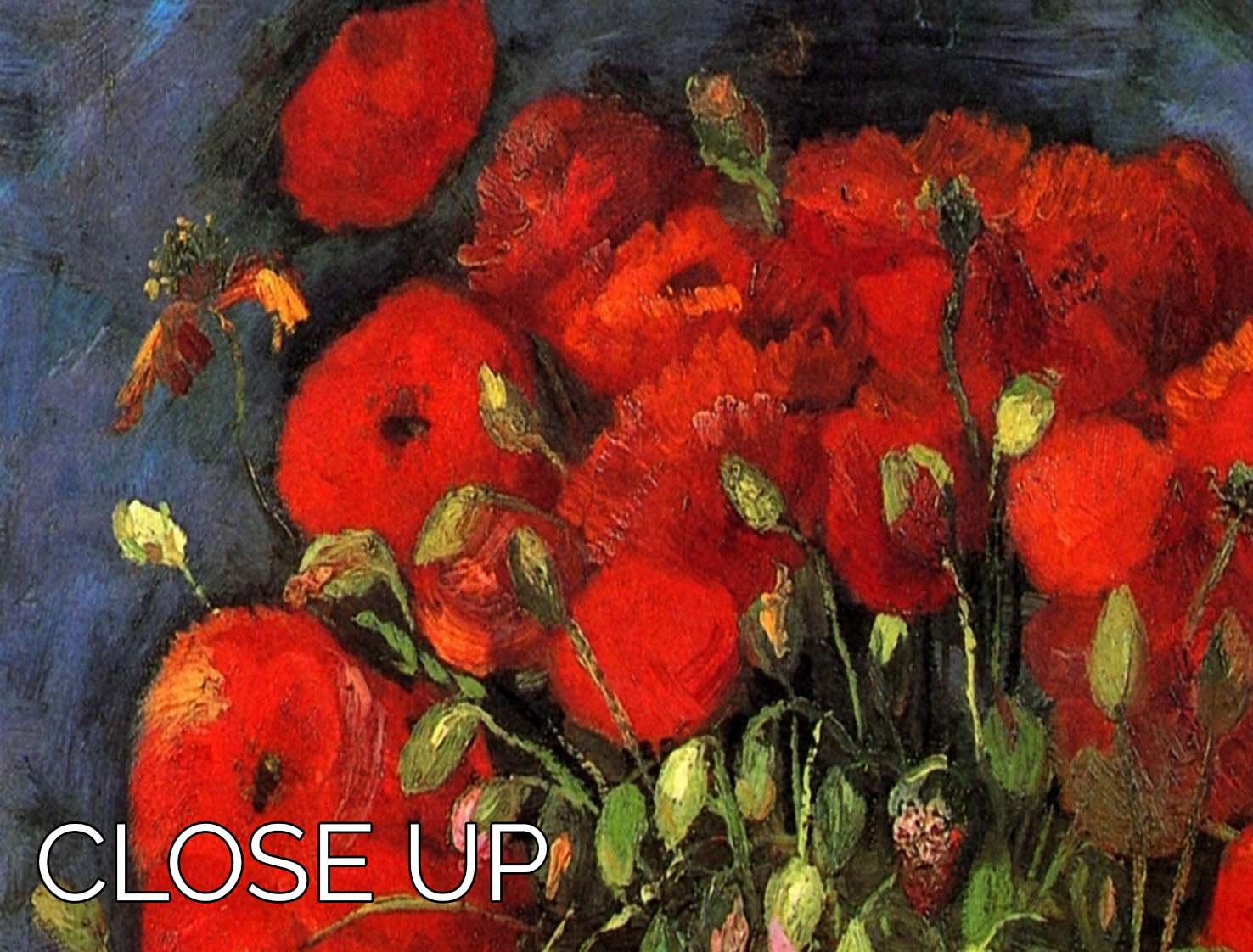 Vase with Red Poppies by Van Gogh 3 Split Panel Canvas Print - Canvas Art Rocks - 3