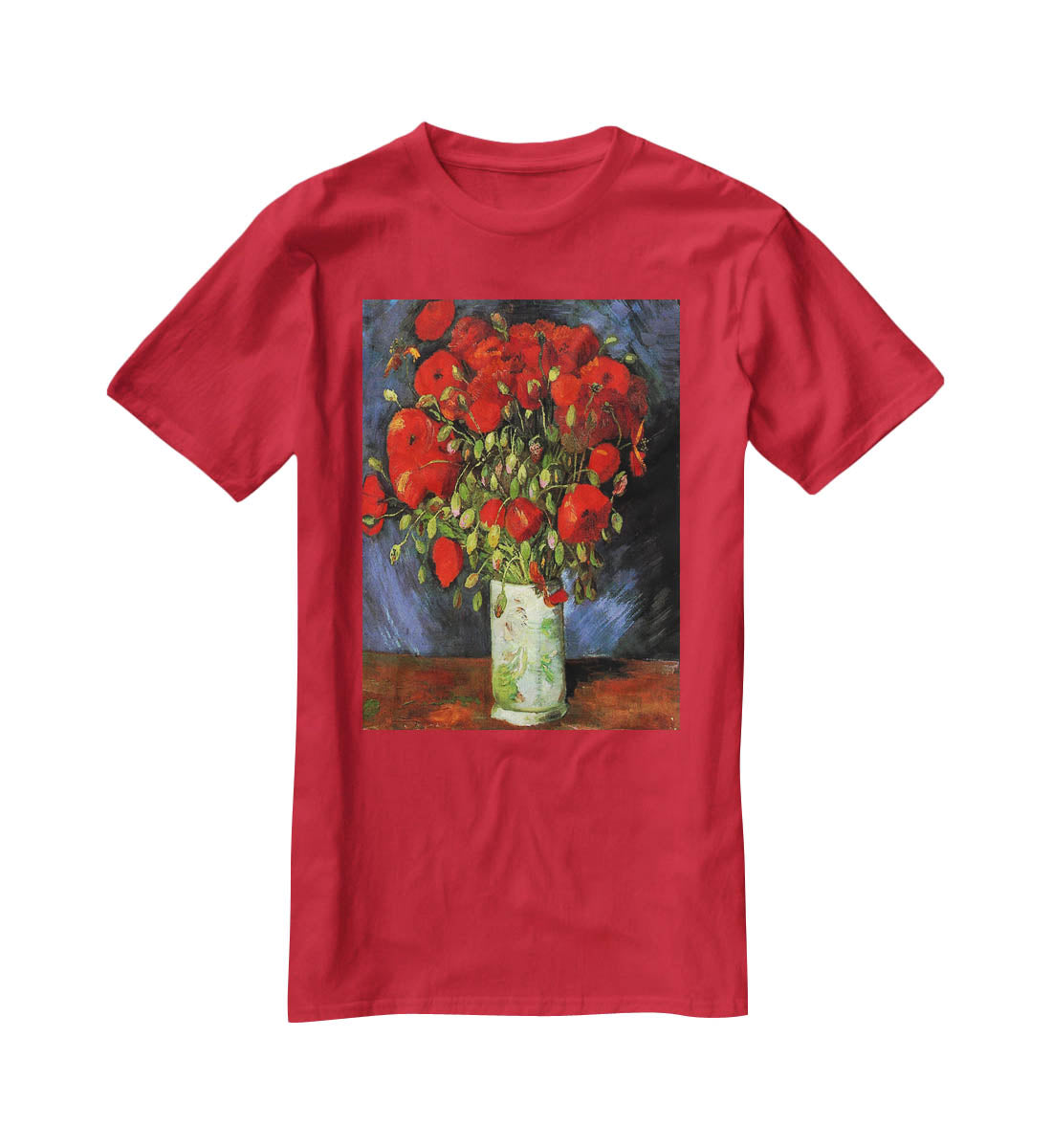 Vase with Red Poppies by Van Gogh T-Shirt - Canvas Art Rocks - 4