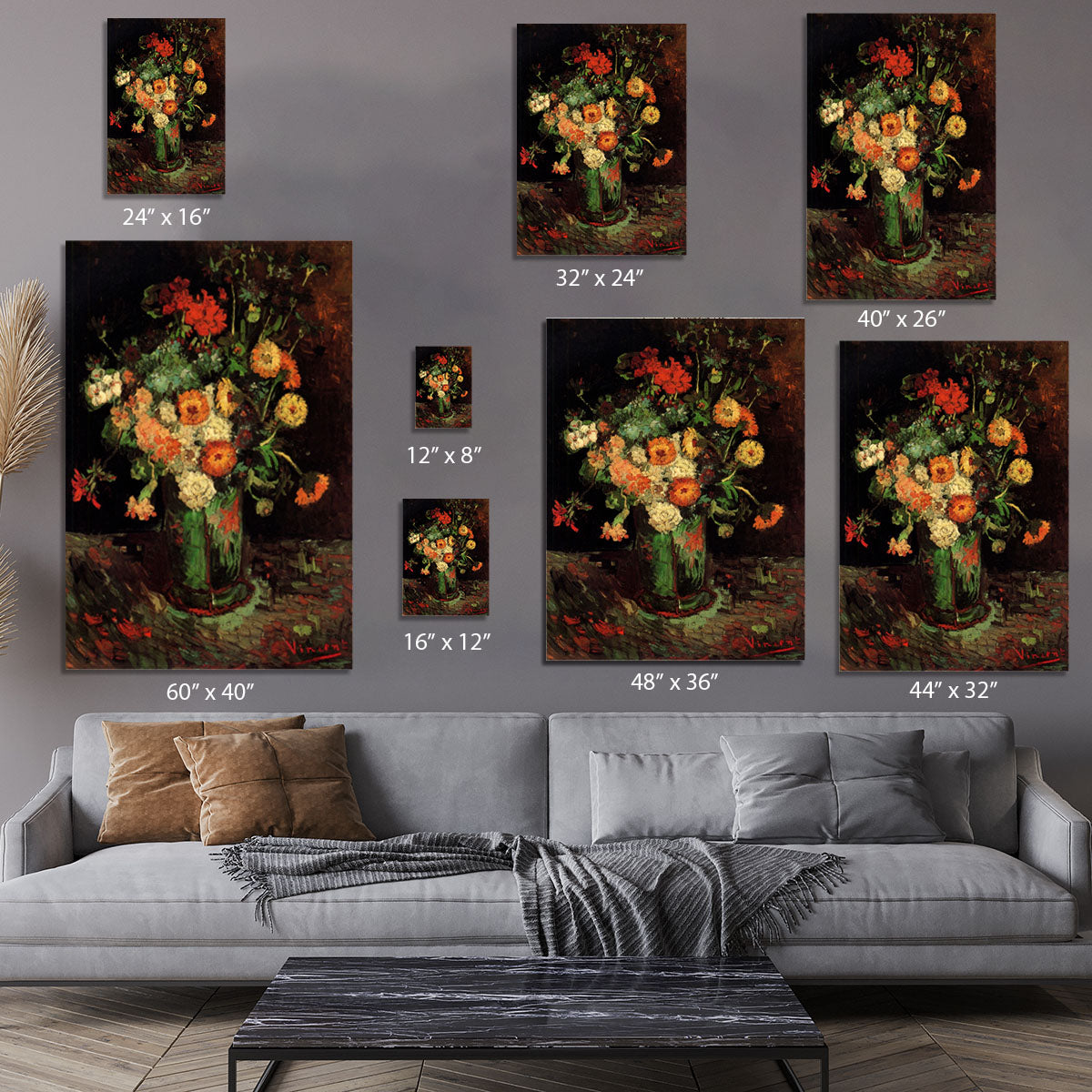 Vase with Zinnias and Geraniums by Van Gogh Canvas Print or Poster - Canvas Art Rocks - 7