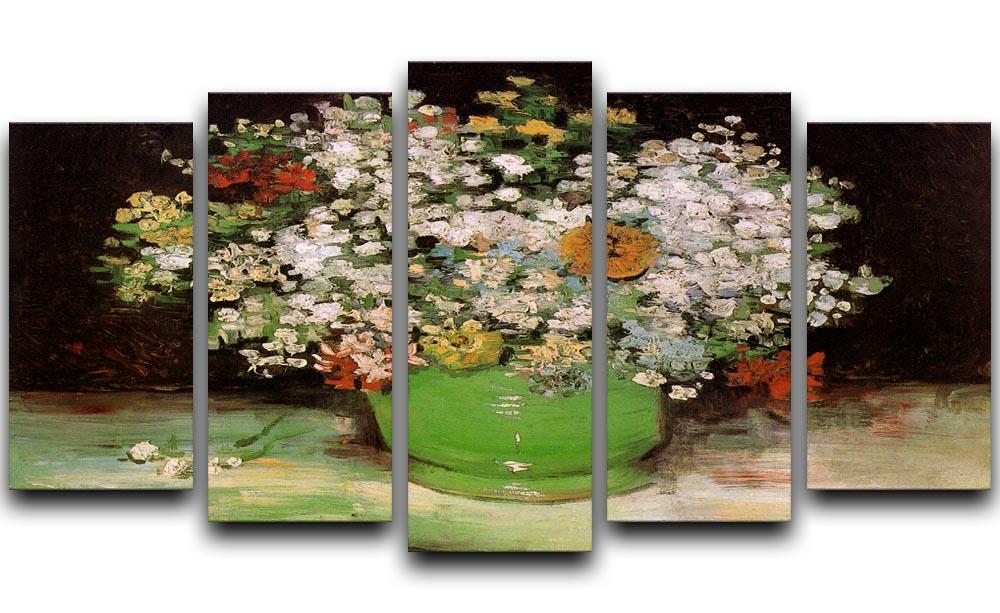 Vase with Zinnias and Other Flowers by Van Gogh 5 Split Panel Canvas  - Canvas Art Rocks - 1