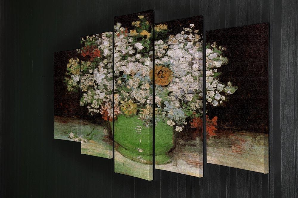 Vase with Zinnias and Other Flowers by Van Gogh 5 Split Panel Canvas - Canvas Art Rocks - 2